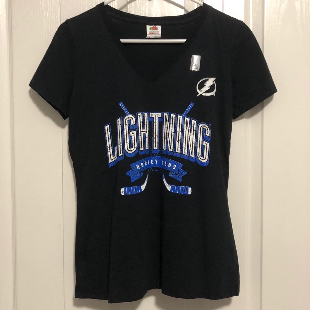 Tampa Bay Lighting V-neck navy blue T shirt top